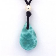 Collana in Cotone e 1 Larimar - 20.6 x 12.8 x 6.4 mm - 1.25 gr