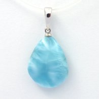 Ciondolo in Oro bianco 18K e 1 Larimar - 17 x 13.3 x 5.5 mm - 1.95 gr