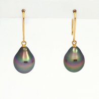 Orecchini in Oro 18K e 2 Perle di Tahiti Semi-Barocche B 9.1 mm