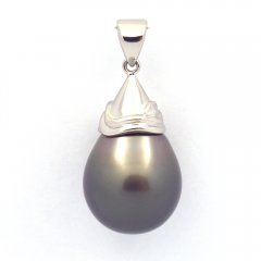 Ciondolo in Argento e 1 Perla di Tahiti Semi-Baroccha B 13.9 mm