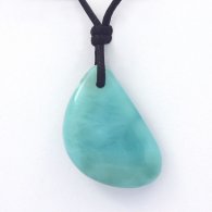 Collana in Cotone e 1 Larimar - 30 x 20 x 8 mm - 7.8 gr