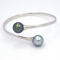 Braccialetto in Argento e 2 Perle di Tahiti Rotonde C 11.8 mm