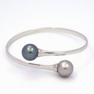 Braccialetto in Argento e 2 Perle di Tahiti Rotonde C 11.6 mm