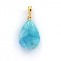 Ciondolo in Oro 18K e 1 Larimar - 18 x 13 x 6.8 mm - 2.5 gr