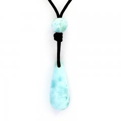 Collana in Nylon e 3 Larimar - 26 x 10.5 x 9.5 mm - 3.7, 0.8 e 1.2 gr