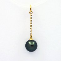 Ciondolo in Oro 18K e 1 Perla di Tahiti Rotonda A 9 mm