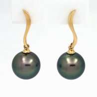 Orecchini in Oro 18K e 2 Perle di Tahiti Rotonde B 10.4 mm