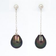 Orecchini in Oro 14K e 2 Perle di Tahiti Semi-Barocche A/B 8 mm