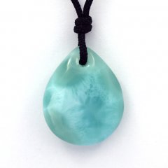 Collana in Nylon e 2 Larimar - 24.5 x 20 x 8 mm - 5.55 gr & 1.4 gr