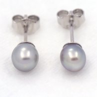 Orecchini in Argento e 2 keishi di Tahiti
