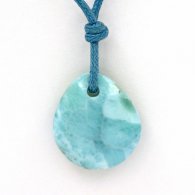 Collana in Cotone e 1 Larimar - 17 x 15 x 5.1 mm - 1.96 gr