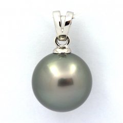 Ciondolo in Argento e 1 Perla di Tahiti Rotonda C 13.4 mm