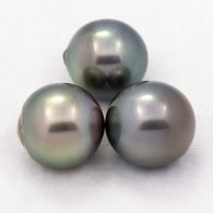 Lotto di 3 Perle di Tahiti Semi-Barocche C di 12 a 12.4 mm