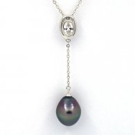 Collana in Argento e 1 Perla di Tahiti Semi-Baroccha B 10.3 mm