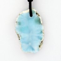Collana in Cotone e 1 Larimar - 37 x 23 x 6 mm - 10.3 gr