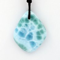 Collana in Cotone e 1 Larimar - 39 x 30 x 7 mm - 13.9 gr