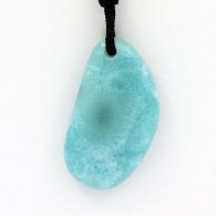 Collana in Cotone e 1 Larimar - 29 x 17 x 5.6 mm - 5.33 gr
