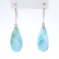 Orecchini in Oro Bianco 14K e 2 Larimar - 17.5 x 7.5 mm - 3.05 gr
