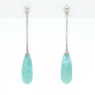 Orecchini in Argento e 2 Larimar - 18 x 7 x 6.5 mm - 2.6 gr