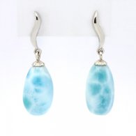 Orecchini in Argento e 2 Larimar - 15 x 7.5 x 8.5 mm - 2.97 gr