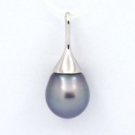 Ciondolo in Argento e 1 Perla di Tahiti Semi-Baroccha C 12.6 mm