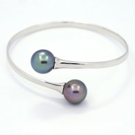 Braccialetto in Argento e 2 Perle di Tahiti Rotonde C 11.5 mm