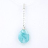 Ciondolo in Argento e 1 Larimar - 14 x 11.6 x 5.5 mm - 1.52 gr