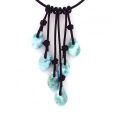 Collana in Cuoio e 7 Larimar - 13.6 gr