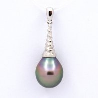Ciondolo in Argento e 1 Perla di Tahiti Semi-Baroccha B 10.3 mm