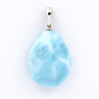Ciondolo in Oro bianco 18K e 1 Larimar - 22 x 16.8 x 8.4 mm - 4.8 gr