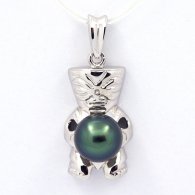 Ciondolo in Argento e 1 Perla di Tahiti Semi-Baroccha B+ 8.8 mm