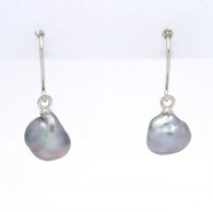 Orecchini in Argento e 2 keishi di Tahiti