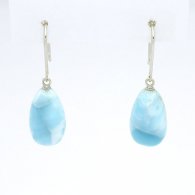 Orecchini in Oro Bianco 14K e 2 Larimar - 14 x 8.3 x 7.2 mm - 2.73 gr