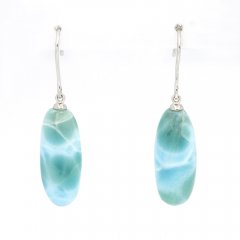 Orecchini in Argento e 2 Larimar - 22 x 9 x 7.5 mm - 5.3 gr