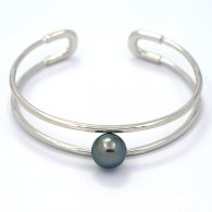 Braccialetto in Argento e 1 Perla di Tahiti Rotonda C 9.9 mm