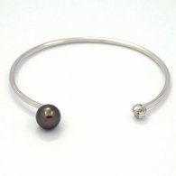 Braccialetto in Argento e 1 Perla di Tahiti Rotonda A 8.8 mm