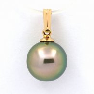 Ciondolo in Oro 18K e 1 Perla di Tahiti Rotonda B 9.4 mm