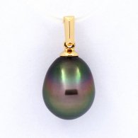 Ciondolo in Oro 18K e 1 Perla di Tahiti Semi-Baroccha B 9.7 mm