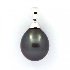 Ciondolo in Oro bianco 18K e 1 Perla di Tahiti Semi-Baroccha A 11.7 mm