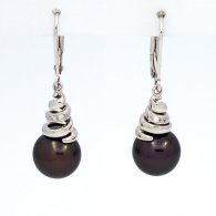 Orecchini in Argento e 2 Perle di Tahiti Semi-Rotonda C 9.6 mm