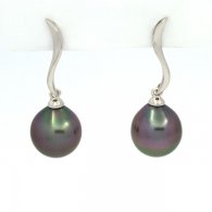 Orecchini in Argento e 2 Perle di Tahiti Semi-Barocche B 9.3 mm