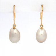 Orecchini in Oro 18K e 2 keishi di Tahiti