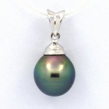 Ciondolo in Argento e 1 Perla di Tahiti Semi-Baroccha B+ 9.7 mm