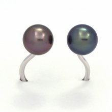 Anello in Argento e 2 Perle di Tahiti Rotonde C+ 8.3 e 8.4 mm