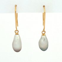 Orecchini in Oro 18K e 2 keishi di Tahiti