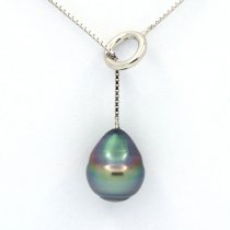 Collana in Argento e 1 Perla di Tahiti Cerchiata C+ 11.2 mm