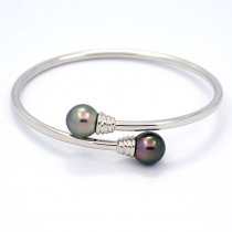 Braccialetto in Argento e 2 Perle di Tahiti Semi-Barocche B 9.5 e 9.7 mm