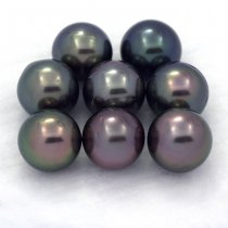 Lotto di 8 Perle di Tahiti Rotonde C di 9 a 9.3 mm