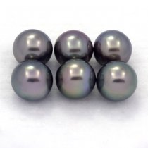 Lotto di 6 Perle di Tahiti Rotonde C di 8.5 a 8.9 mm
