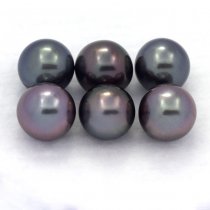 Lotto di 6 Perle di Tahiti Rotonde C di 8.5 a 8.8 mm